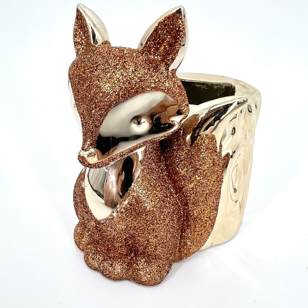 Bath and Body Works Glitter Rose Gold Fox Tree Stump Decorative Holder for Soap